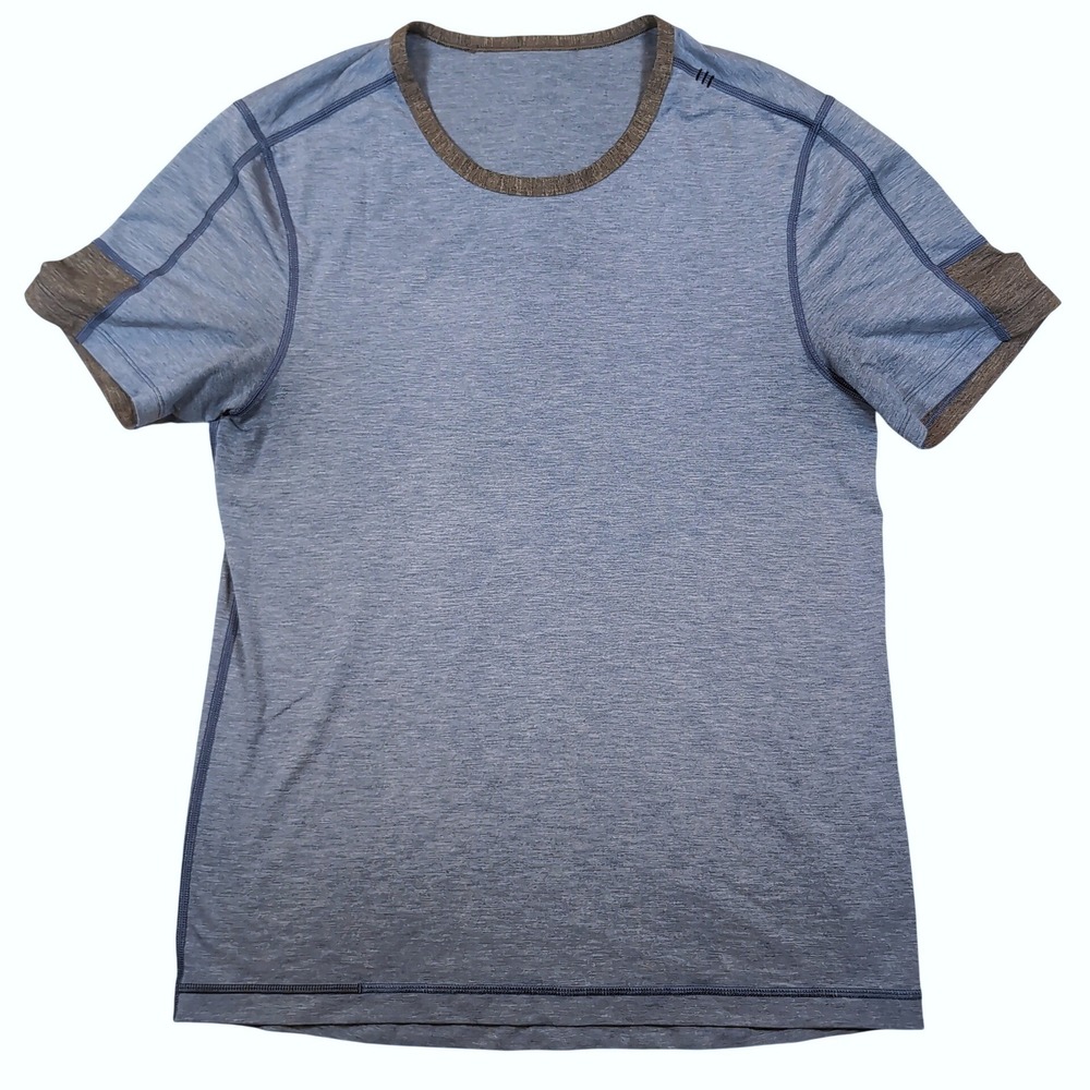 Lululemon Metal Vent Tech Short Sleeve Mens M Blue Heathered Athletic Gym Shirt